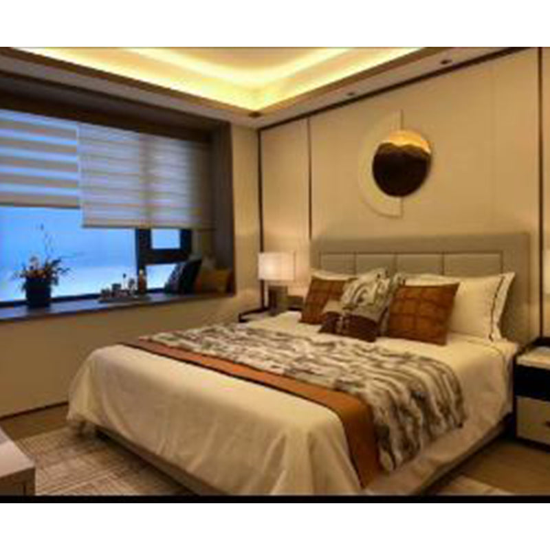 FANGRONG Light Luxury New Chinese Double Bed Solid wood frame leather soft bag 2000*1800*1200 Double Solid Wood Bed Light Luxury King Bed