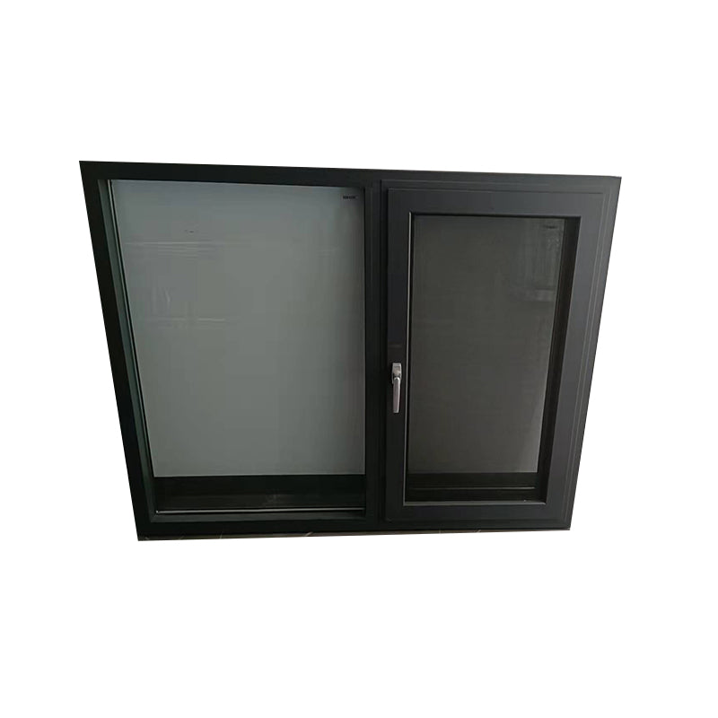 DELAIQI 60 series bridge insulation aluminum alloy left fixed+right side hung window (dark gray) Broken Bridge Aluminum Doors and Windows Steel