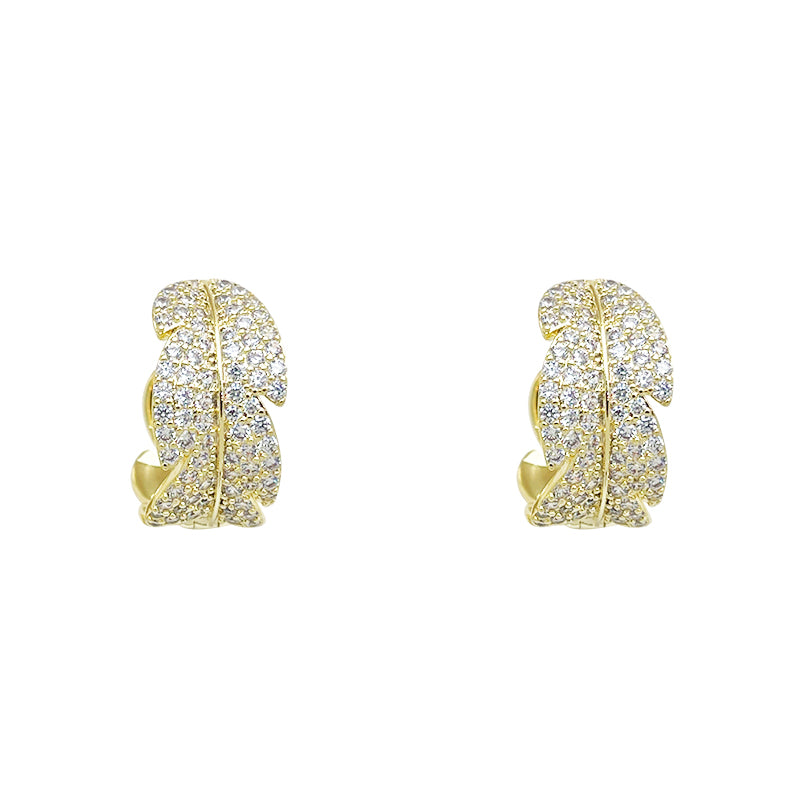 ZHONGTAI Sweet and little fresh earrings 16.7mmx8.9mm Trendy, minimalist, versatile earrings, ruffian and handsome men's earrings, full of diamond earrings