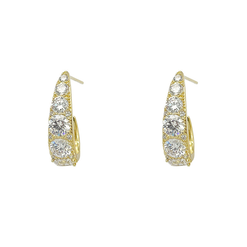 ZHONGTAI Sweet and little fresh earrings 19.5mmx5.5mm Full diamond earrings, niche high-end feel earrings